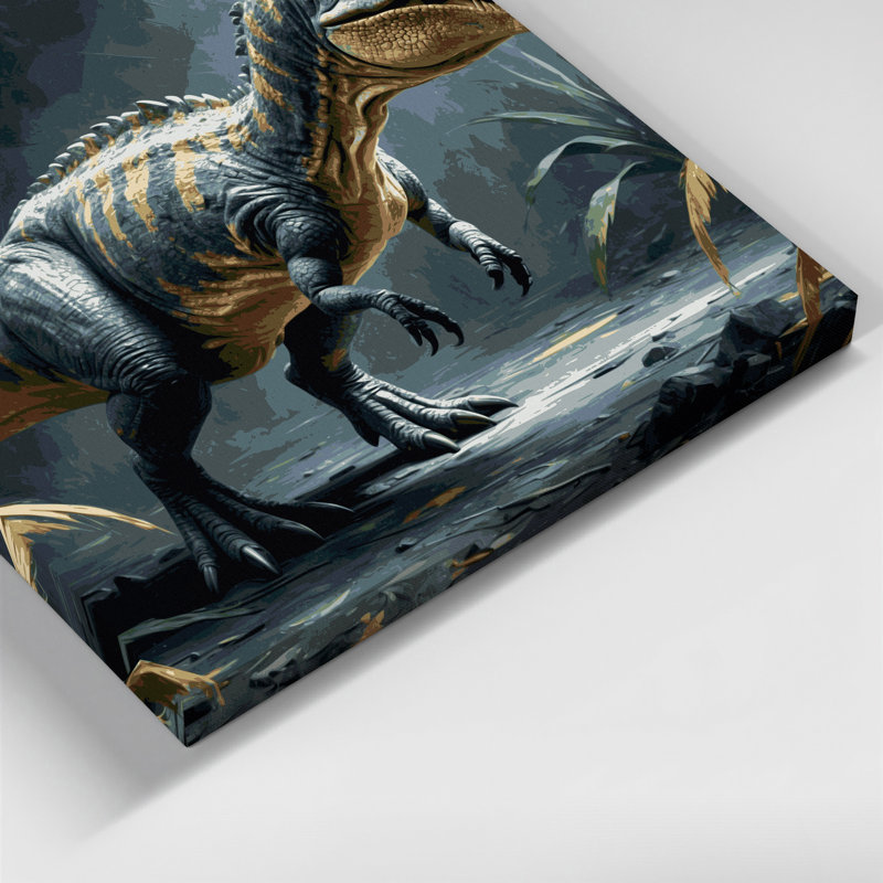 «Dinosaur Therizinosaurus», art mural sur toile noire, H 12 po x l 12 po