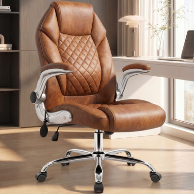 Gavin Executive High Back Office Chair with Air Adjustable Lumbar Support, PU Leather Ergonomic Desk Chair for Long Hours