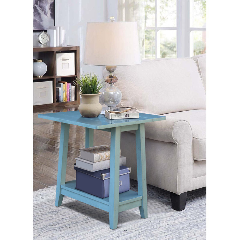 Keiandre Solid Wood End Table, Antique Rubbed Ocean Blue