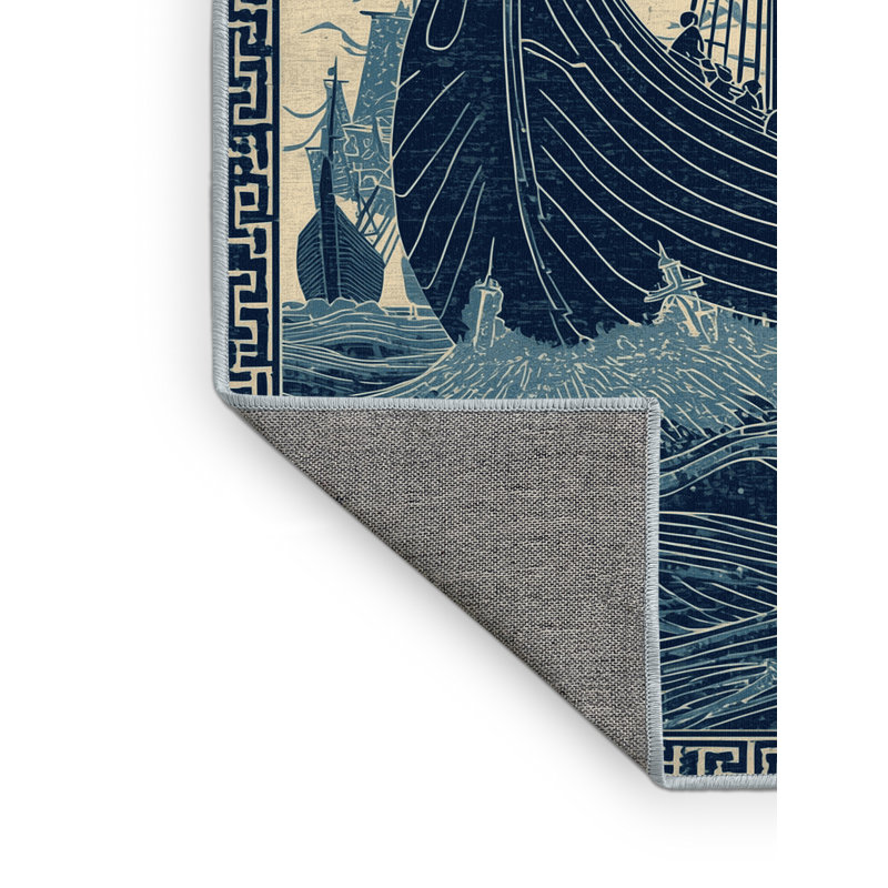 Tapis oriental vert lavable à la machine Palmerston Viking, 5 x 8