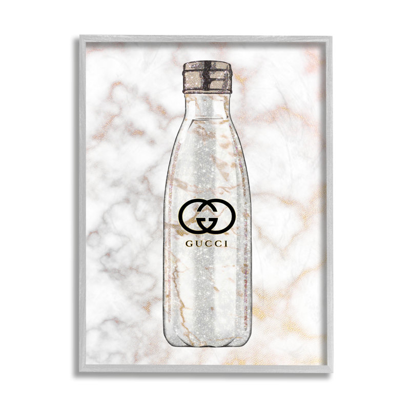 Bouteille de sport chic tendance glamour sur marbre, H 14 po x l 11 po, Estampe numérique Farmhouse