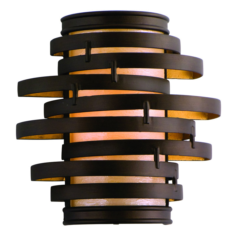Plafonnier encastré à intensité variable 1 lumière Vertigo, 1 x torpille à culot moyen de 60 W, Bronze et feuille d'or