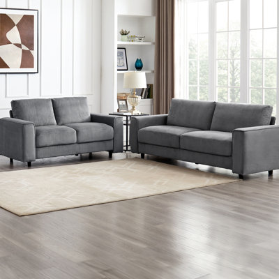 4 modulaires en velours côtelé gris, style minimaliste moderne, tissu doux, structure, pour 2 sièges à la maison, salon approprié
