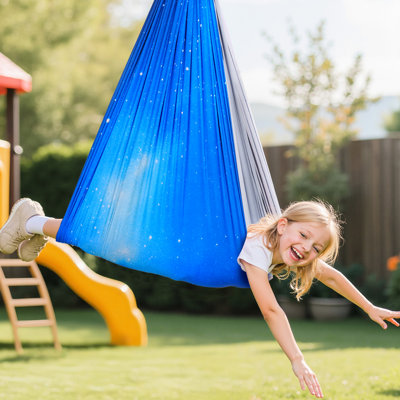 Indoor & Outdoor Sensory Swing With 360 Swivel Hook, Double - Layer Fabric, O Sling, 300Lbs Capacity, Adjustable Aerial Yoga For , Comforting Wrap Shape Autistic ' Security, Soft Stretch Spandex,