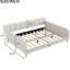 Beige Upholstered Daybed, Queen Size, 4 Legs, Pine And Frame, Functional For Living Room, No Box Spring Needed Size With Linen, Support Solid Versatile Home, Easy Assembly