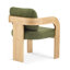 2 chaises de salle à manger en tissu Boucle avec structure en bois d'hévéa naturel et dossier avec coussin lombaire pour les zones de 2 avec structure, accoudoirs courbés, soutien lombaire amélioré-1375599742-1375599741