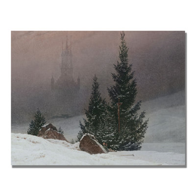 " Wrapped Canvas Wall Art - Caspar Friedrich 'Winter Landscape' Wall Art For Living Room, Bedroom, Or Office Décor - 35x47 "