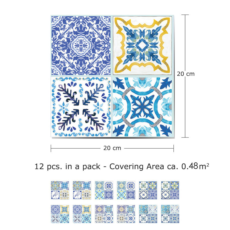20cm W x 20cm L PVC Peel and Stick Mosaic Tile