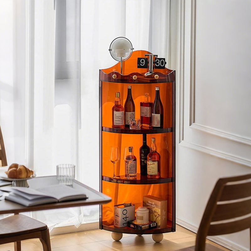 52.36"Amber-colored corner storage triangular shelf
