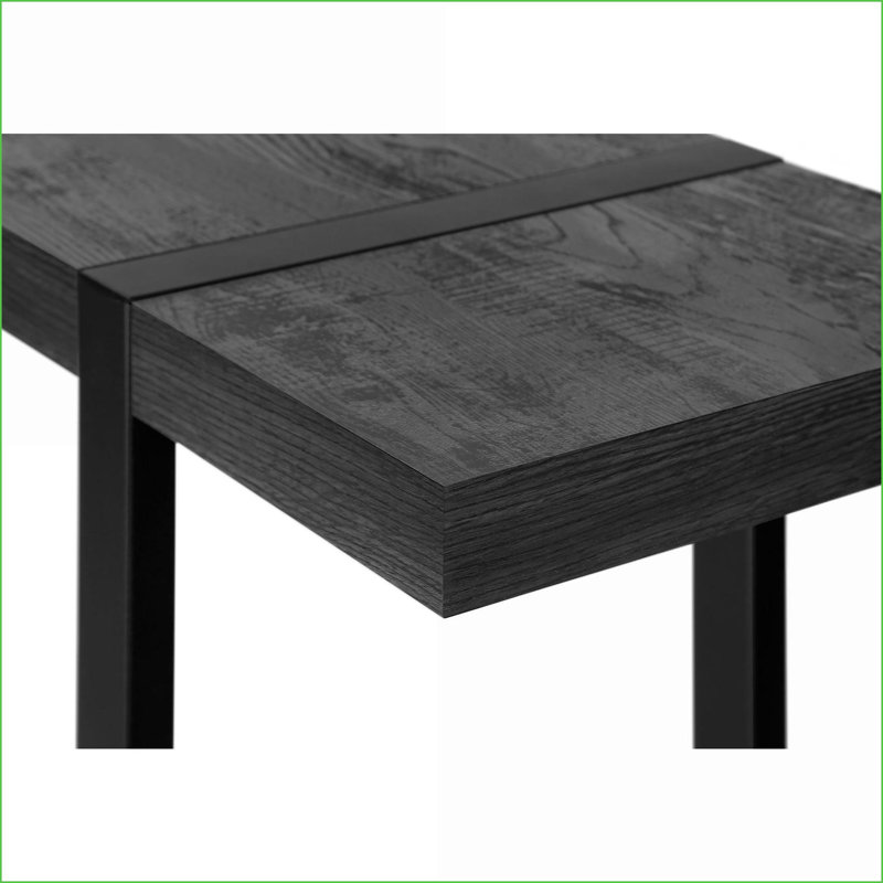 Console Industrial-Farmhouse peu encombrante avec tablette fixe, stratifié noir Métal pour le salon / vestibule, Noir