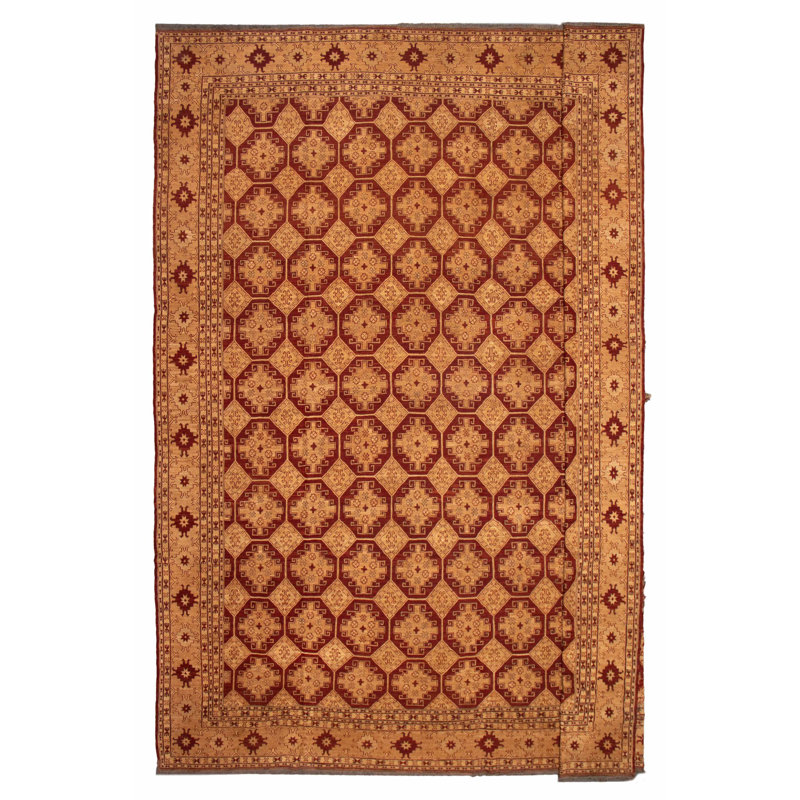 Kilim en laine rouge Lahor tissé à la main 16 pi 11 po x 19 pi 4 po
