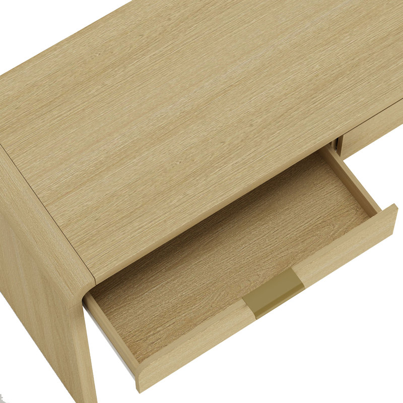 Bureau moderne 54 "avec 2 tiroirs Grace, Chêne naturel / or