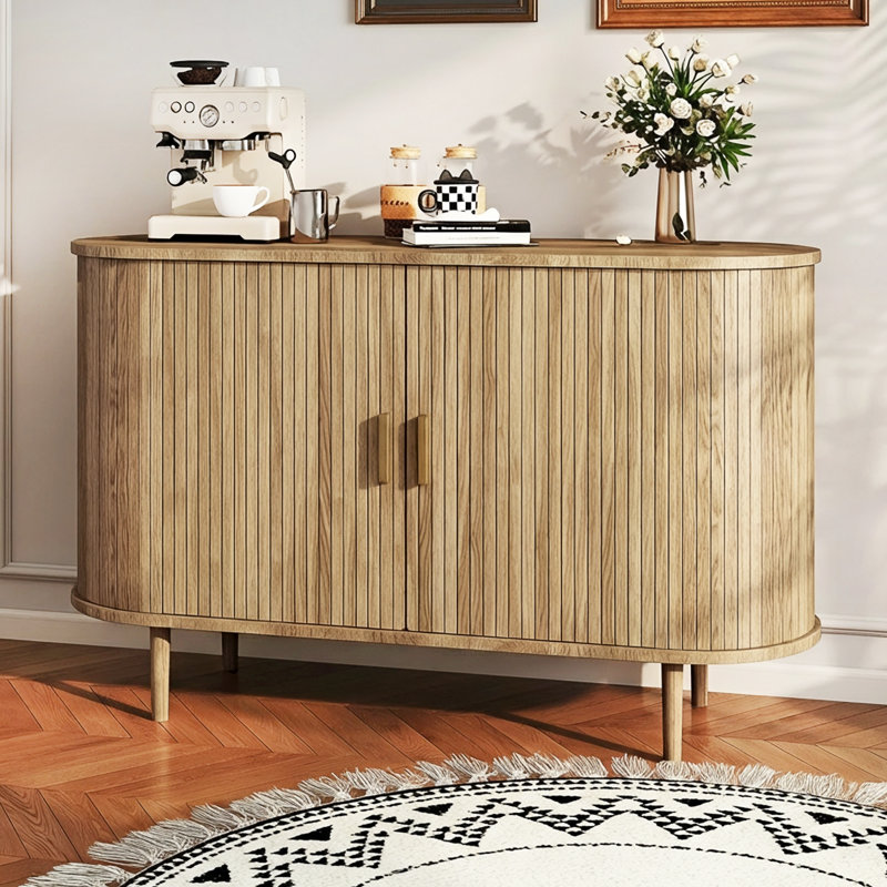 47" Sideboard Buffet Cabinet With Sliding Door, Brown