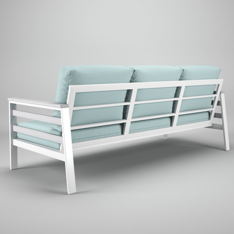 Townsend Metal Outdoor Sofa With Sunbrella Cushion, Bliss Dew