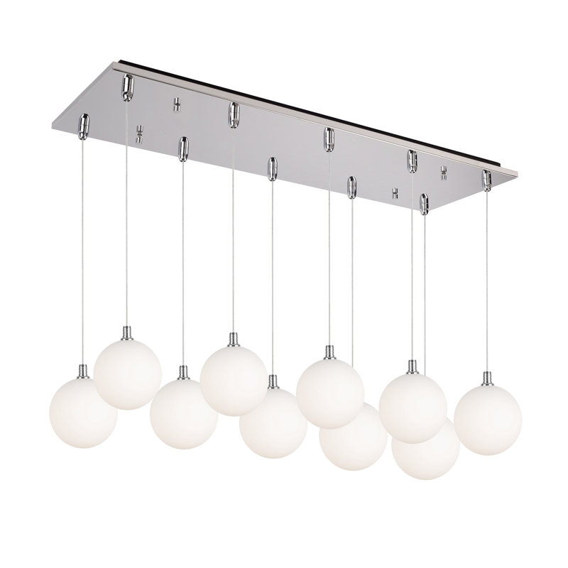 Luminaire suspendu chromé 29 lumières Bolla, 28 W, 10 lumières, Chrome chrome