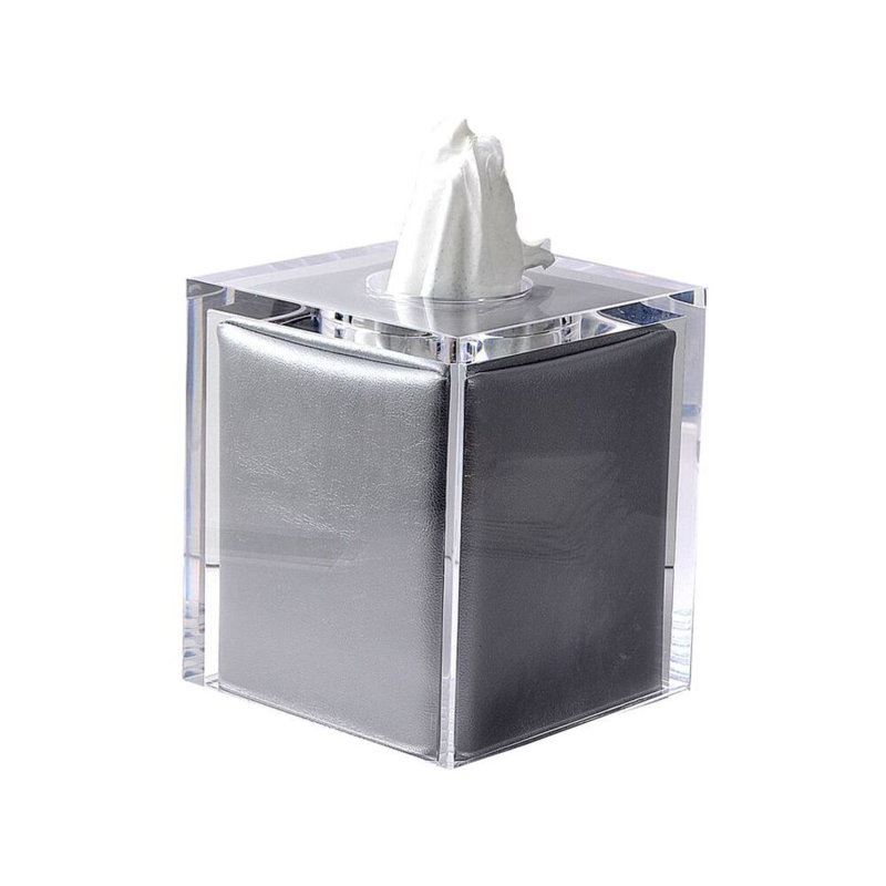 Mike + Ally Luxury Ice Lucite Square Tissue Holder for Bathroom & Bedroom, Clear