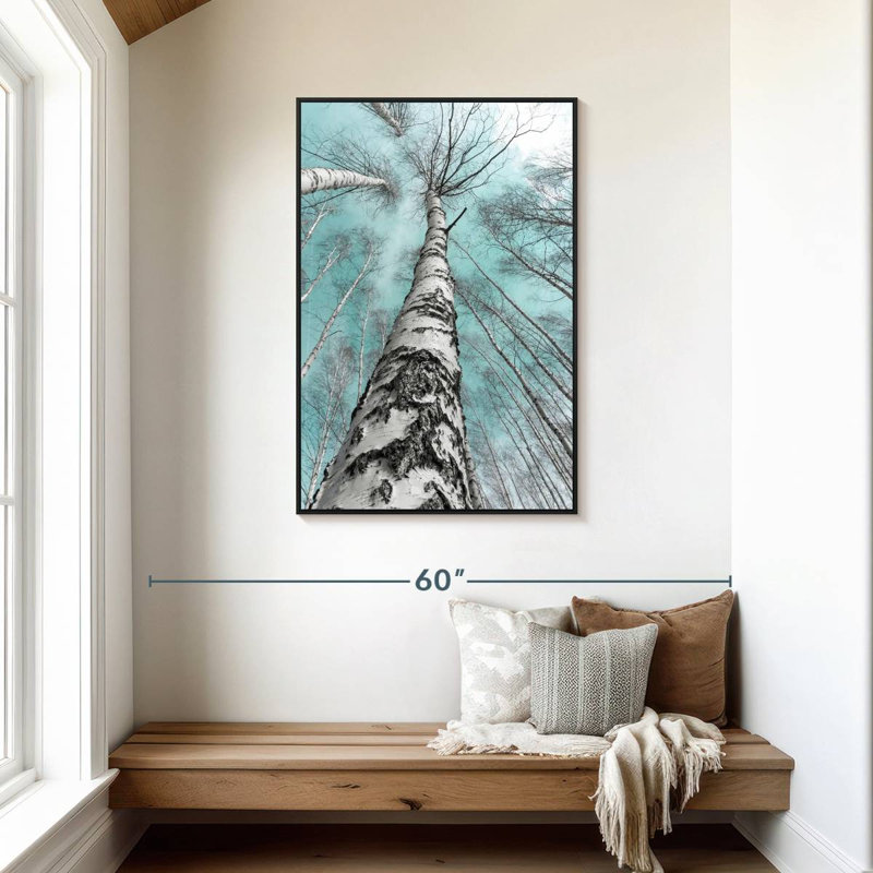 Bouleaux imposants, 29 po x 43 po, Cadre flottant noir