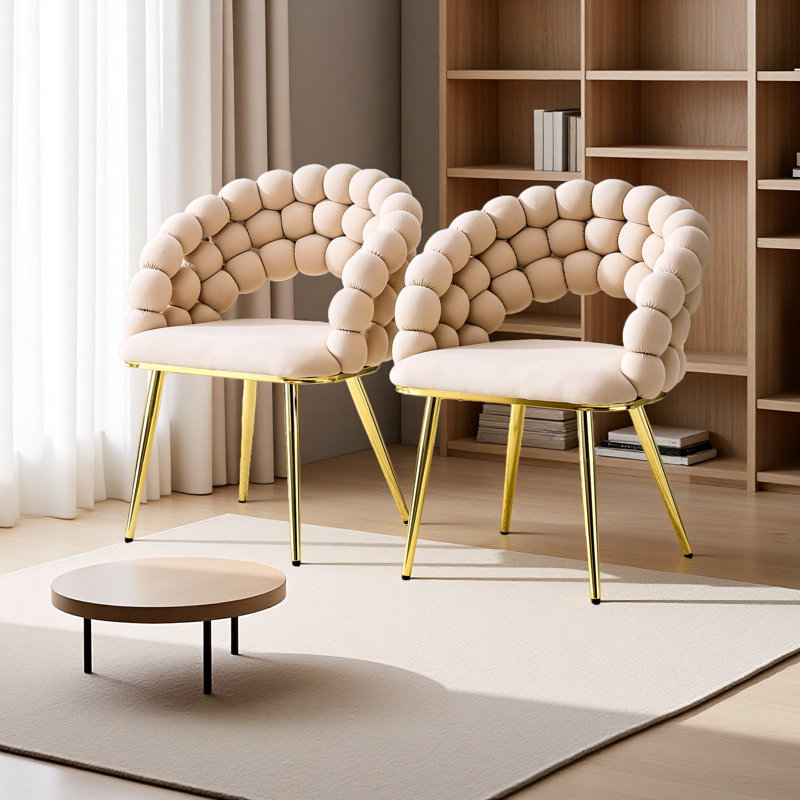 Chaises de salle à manger en velours, Orange, Doré