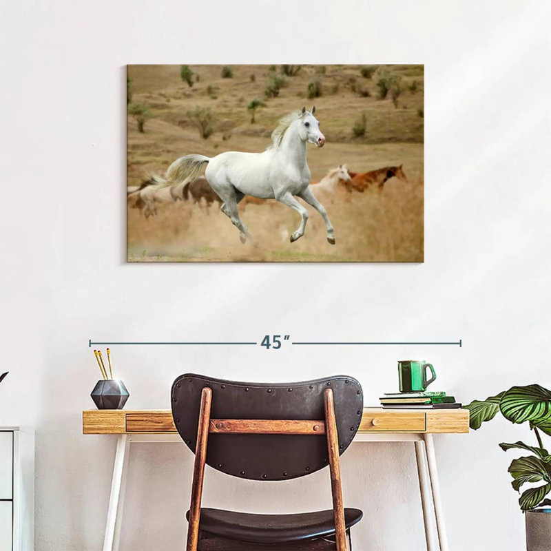 Prized White Stallion, 24" H x 36" W