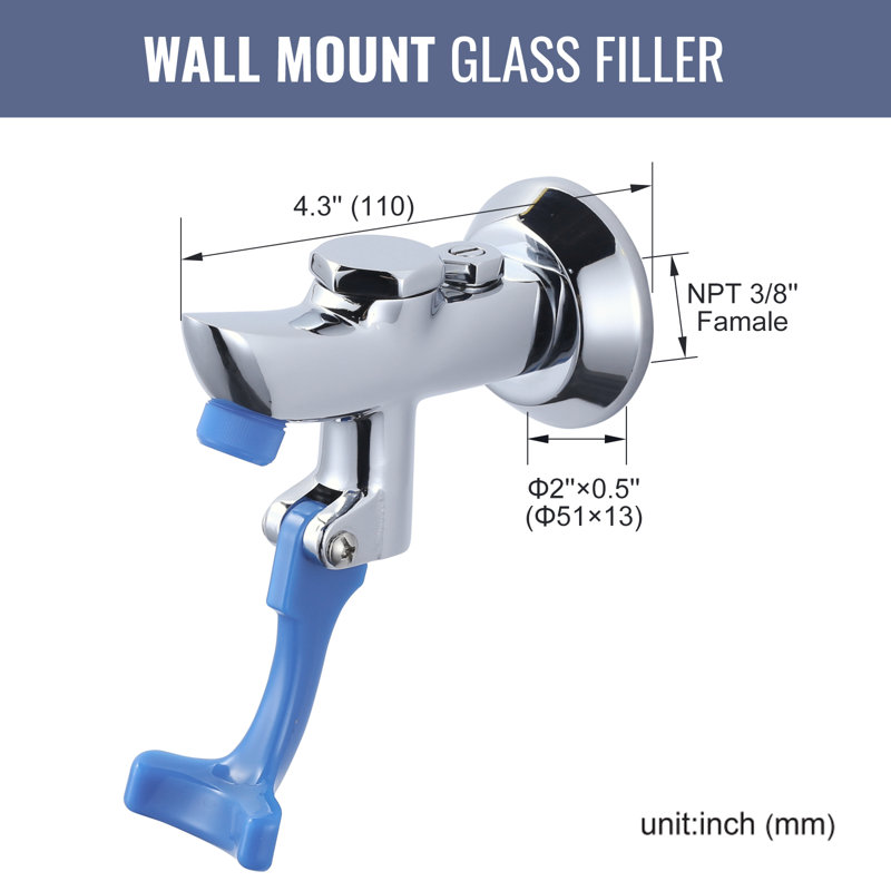 Brass Commercial Wall Mounted Pot Filler Faucet, Push-Back Water Bottle Filling Station Female Inlet