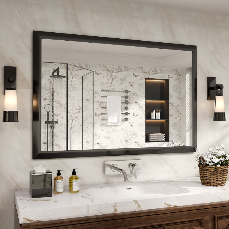 Miroir de meuble-lavabo mural Molly, 48 po x 32 po, Noir