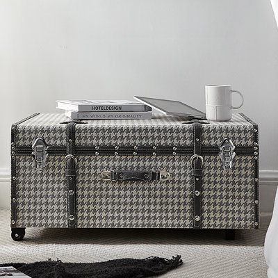 Texture Brand Designer Trunk with Wheels  Houndstooth Chic