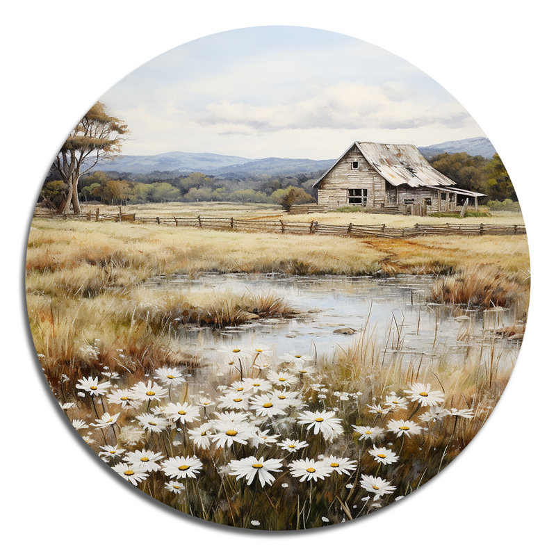 Eleanore - paysages d'art rond en métal, H 29 po x l 29 po