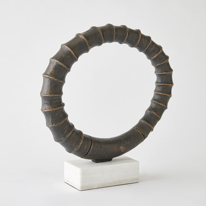 Infinity Horn Sculpture-Bronze, White/Brown/Black