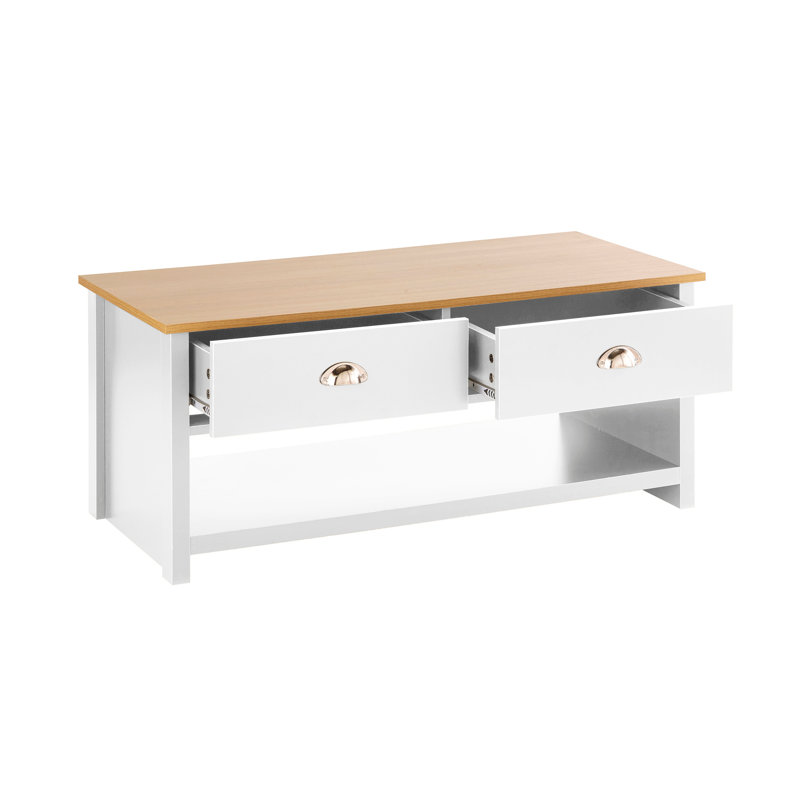 Icilio Four Leg Coffee Table with Storage, White