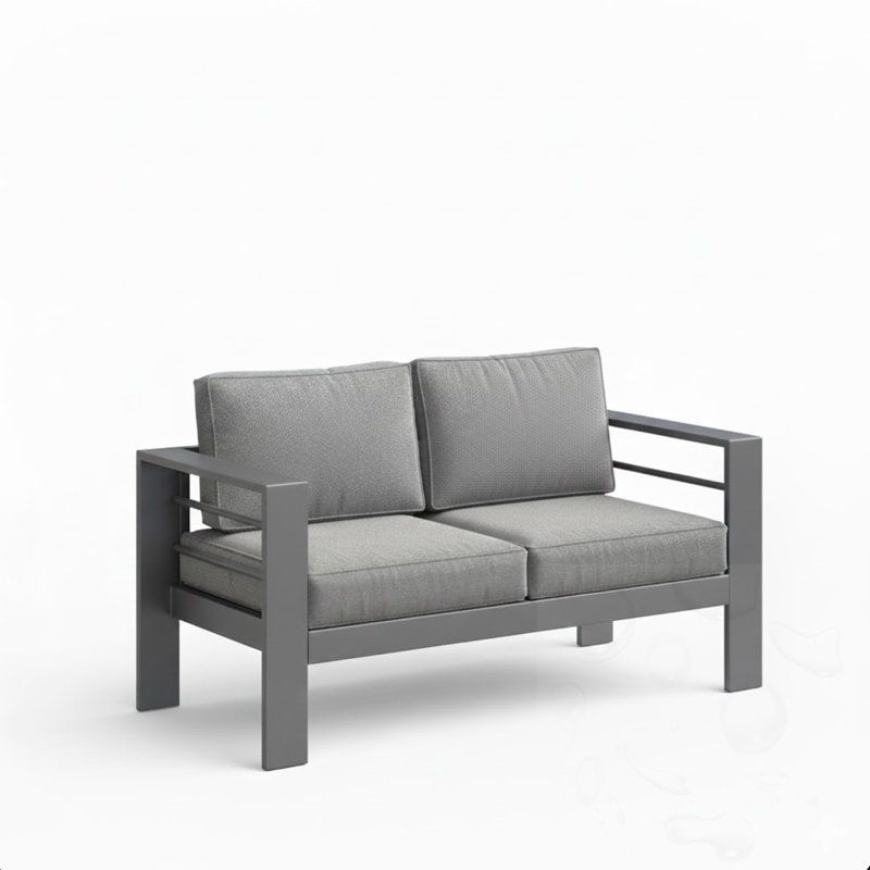 2-seat Outdoor Sofa with Cushions, Gray, Gray