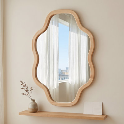 Irregular Solid Wood Cloud Accent Wall Mirror