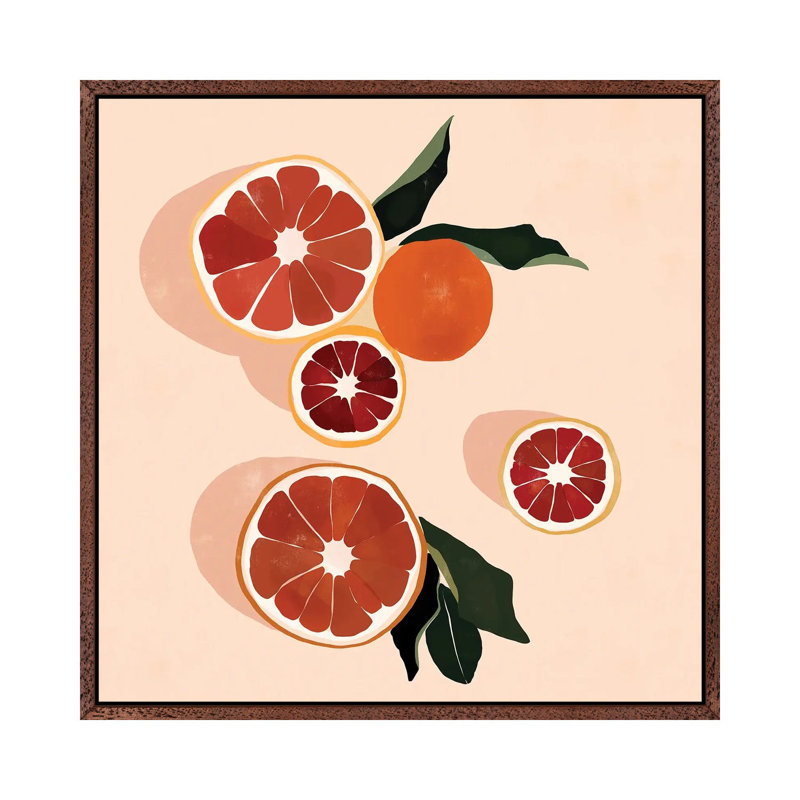 Grapefruit by Bria Nicole - Print on Canvas, 45.72 cm H x 45.72 cm W, Classic Brown Wood Framed Canvas