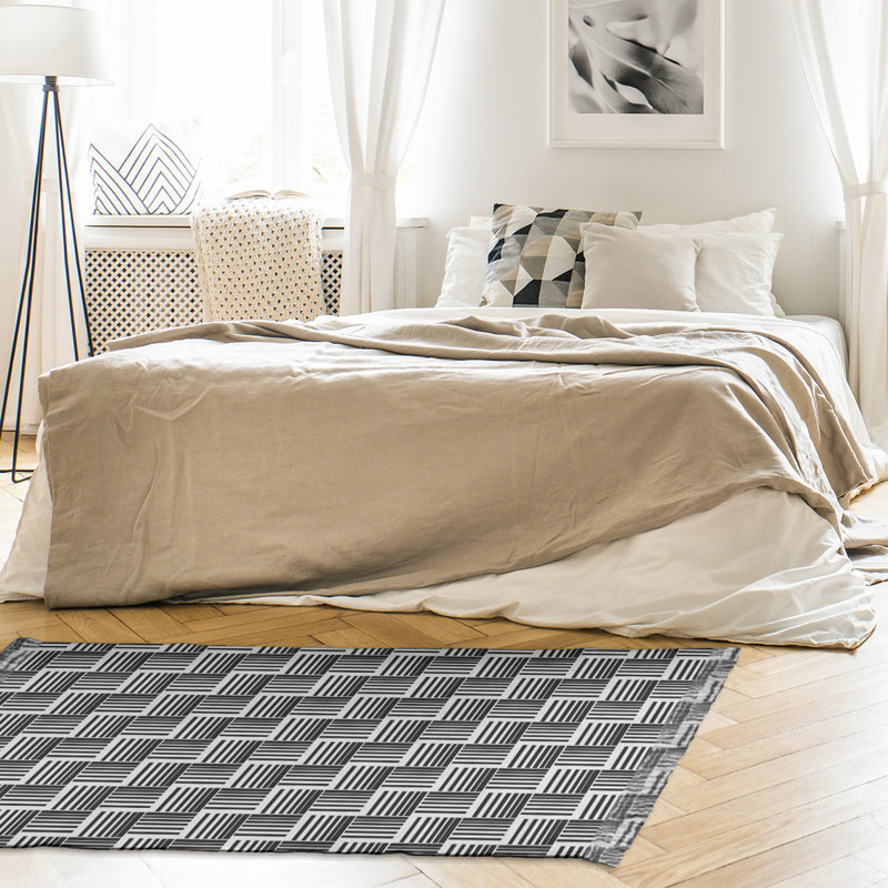 Tapis à rayures noires classic basketweave, Non
