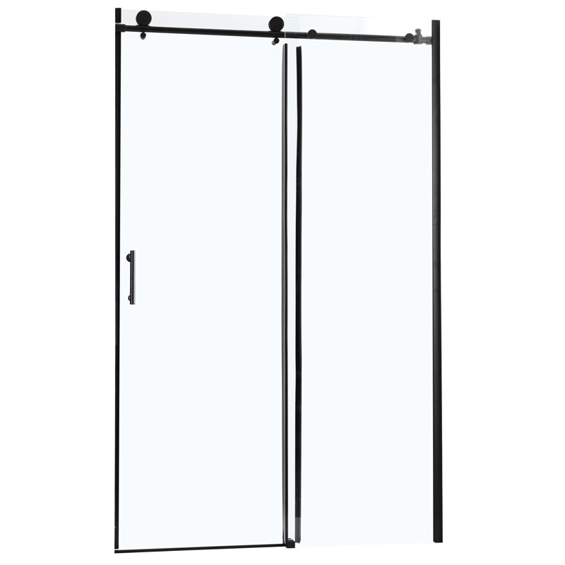 Cabine de douche coulissante noire l 48 po x H 76 po. Verre trempé. Poignée. Convient à différents décors de salle de bain. Réglable pour les surfaces inégales. Pièces incluses