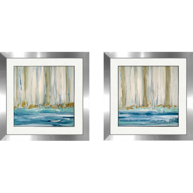 « mountain water i », ensemble de 2 reproductions de peintures à l’acrylique encadrées, H 16,5 po x l 33 po x P 1 po