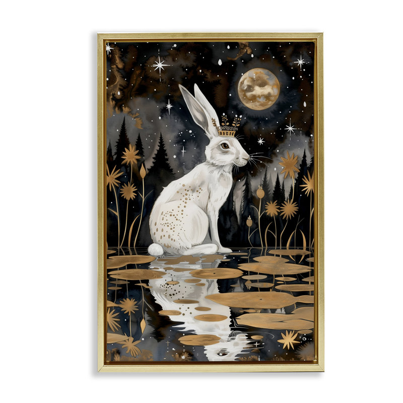 Toile flottante encadrée au clair de lune Regal par The Dutch Lady, H 25 po x l 17 po, Cadre flottant métallique doré
