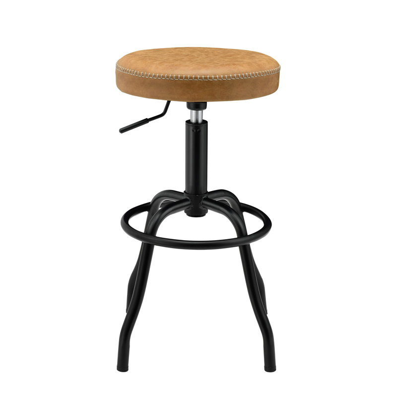 Petrone Upholstered Adjustable Height Counter Stool with Metal Frame, Vintage Cedar