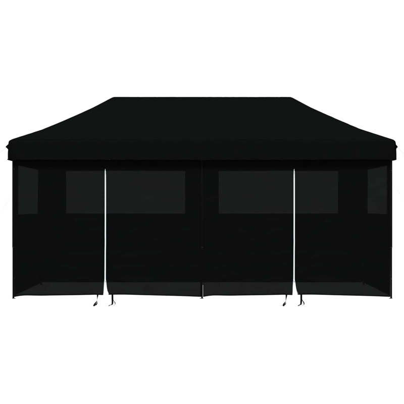 Vidaxl Foldable Tent Pop-Up With 4 Side Walls Outdoor Party Tent Garden Gazebo, Black, Black