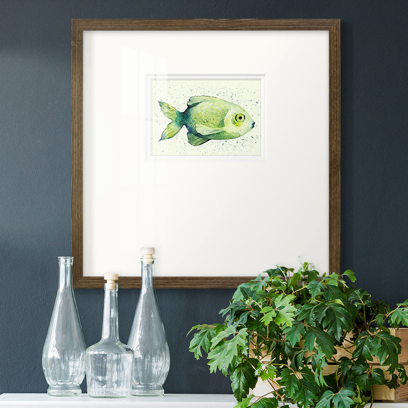 Pennard " Speckled Freshwater Fsh ", 21" W x 21" H , Brown Framed Paper