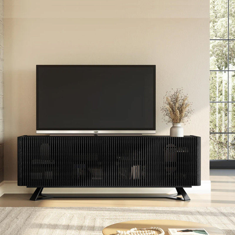 Buffet multimédia Furnitech Danielle-86 Ebony, Bois de cerisier noir