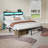 Full Size Metal Bed Frame with Upholstered Headboard, LED Lights & Charging Station, Ample Storage, No Box Spring Required-515681515