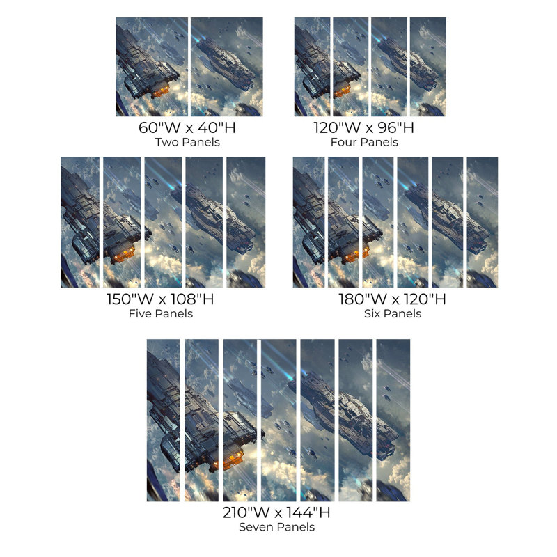 Premium Wallpaper Wall Mural - Space Fleet Adventure, 144" L x 210" W