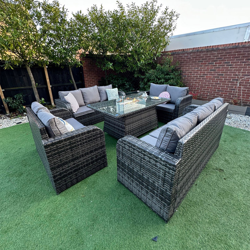 Lotus 10 Seater Fire Pit Dining Table Set