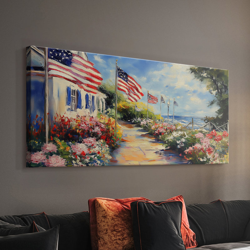 Série Americana-IX - Toile tendue avec châssis - Prêt à accrocher, H 16 po x l 32 po