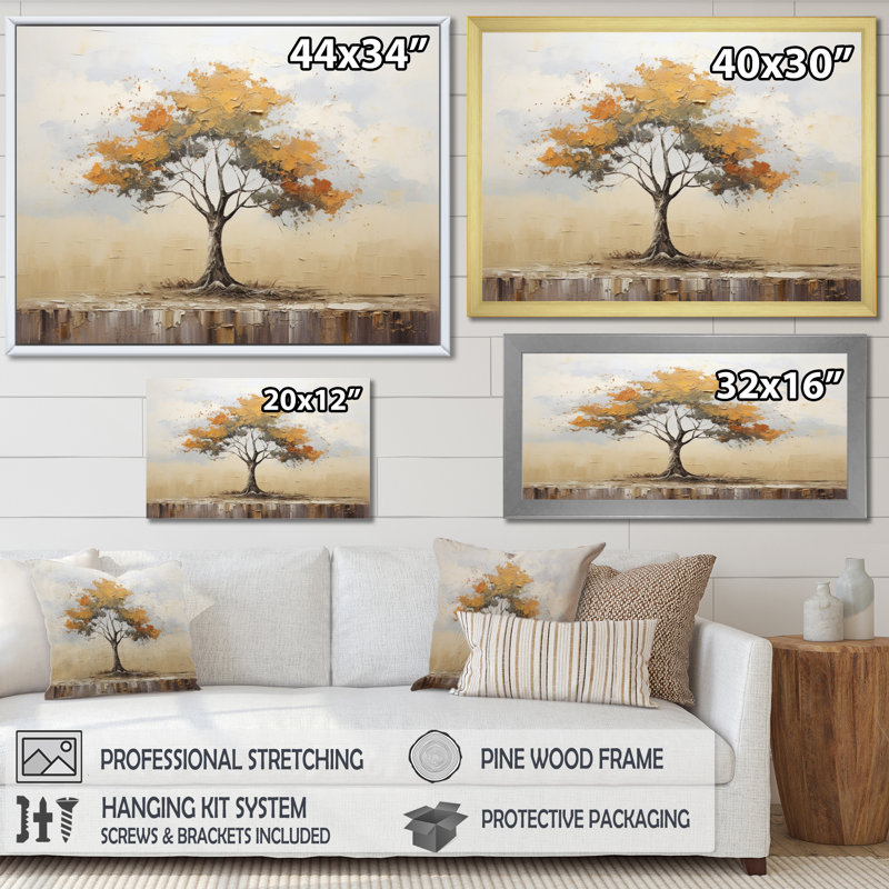 Baobab Tree Landscape VI, reproduction d'art sur toile, H 30 po x l 40 po x P 1,5 po, Cadre flottant doré