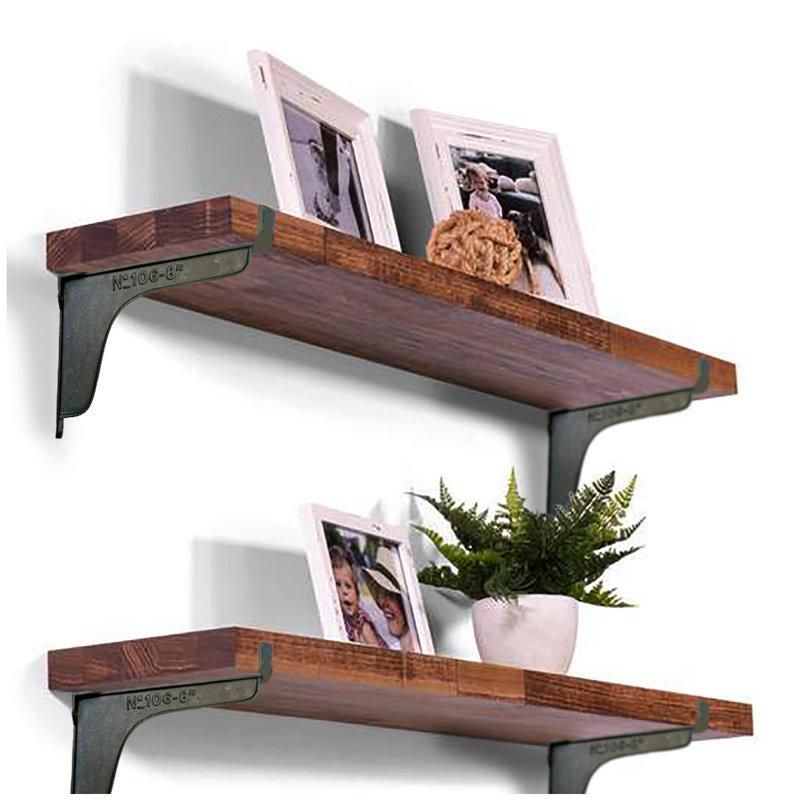 Wall Mounted Floating Shelf Bracket, 6" H x 4" W x 1.2" D, Black
