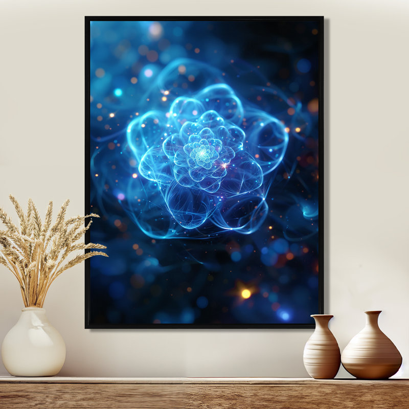 «Morning Magic Cosmic Flower - Botanicals», art mural, H 32 po x l 24 po x P 1 po, Toile avec cadre flottant noir
