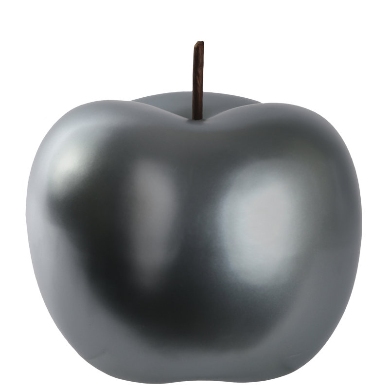 Sculpture pomme en céramique Wimbled, H 5,5 po x l 5 po x P 5 po, Argent