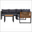 Ensemble de conversation pour patio 4 pièces, canapé en L avec coussins moelleux et table basse pour le jardin et la cour