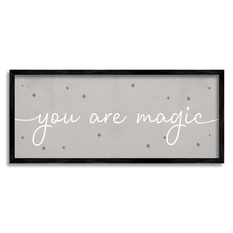 «You Are Magic Playful Stars» - art textuel sur toile, H 30 po x l 13 po x P 1,5 po, Giclée encadrée noir minuit